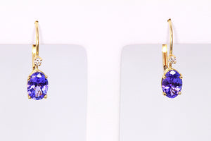 Yellow Gold Tanzanite Earrings 1.70 Carat