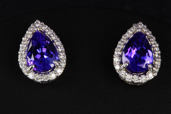 Tanzanite Earrings 2.13 Carat Blue Violet Vivid Color 