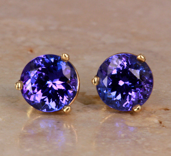 Tanzanite Earrings 3.09 Carat Blue Violet Exceptional Color