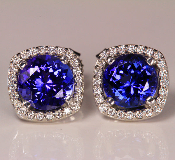 Tanzanite Earrings 3.17 Carat Blue Violet Vivid Color