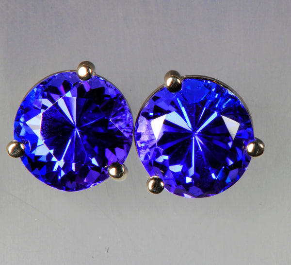 Top Rated Tanzanite Stud Earrings Weighing 3.58 Carats