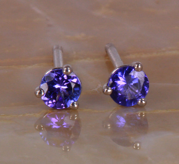 Tanzanite Earrings .16 Carat Blue Violet Vivid Color