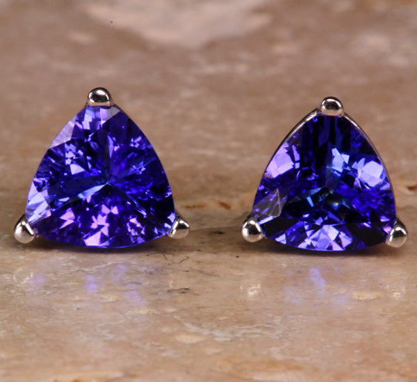 Tanzanite Earrings 2.11 Carat Blue Violet Exceptional Color