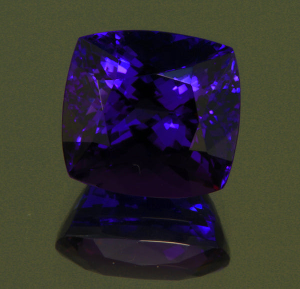 Square Antique Cushion Tanzanite Weighs 6.14 Carats with Exceptional Plus Color