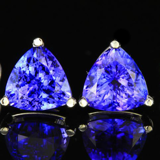 Large Tanzanite Trilliant Earrings 5.86 Carats