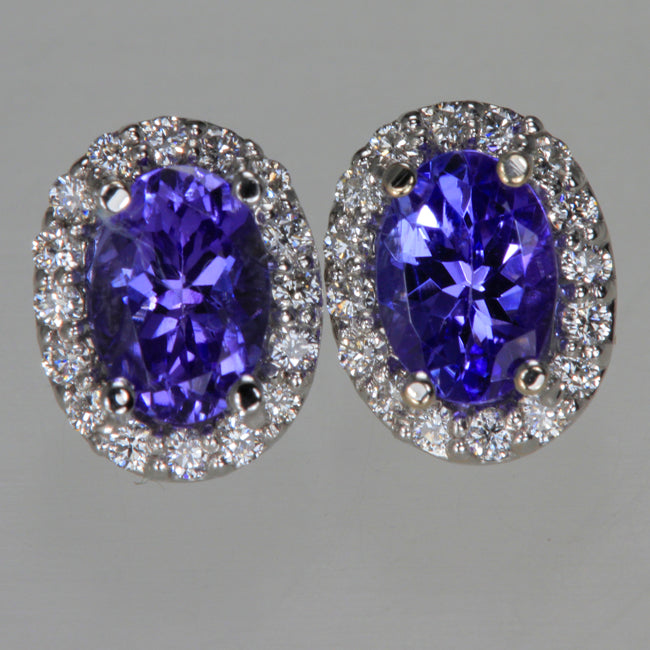 Tanzanite Halo Earrings 1.30 Carats