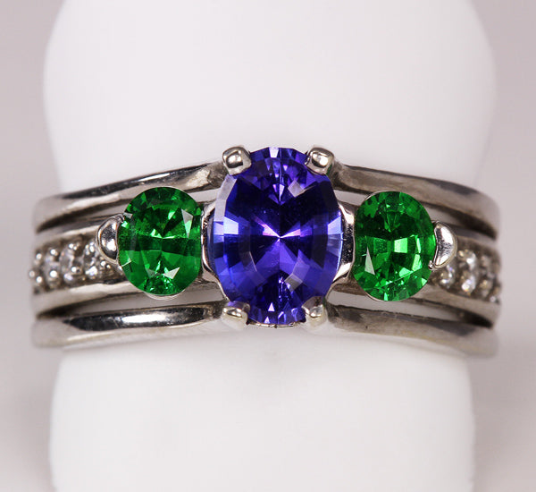 Tanzanite and Tsavorite Ring Designed by Christopher Michael