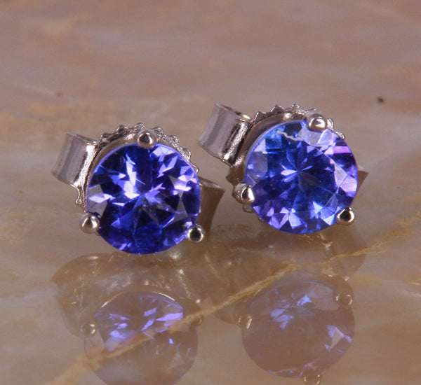 Tanzanite Earrings .53 Carat Blue Violet Intense Color