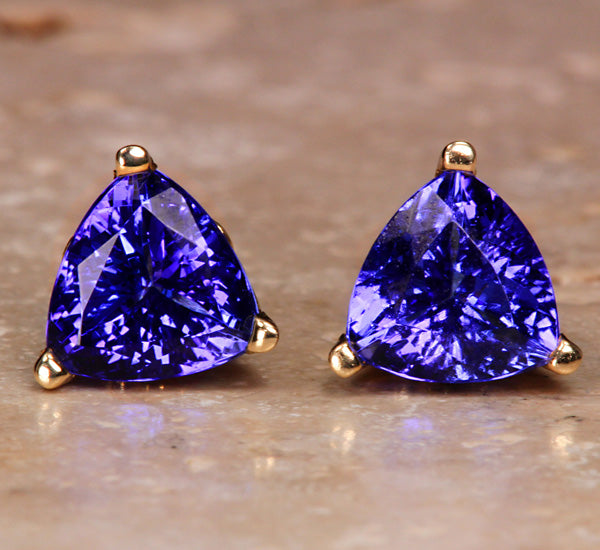 Tanzanite Earrings 3.86 Carat Blue Violet Exceptional Color