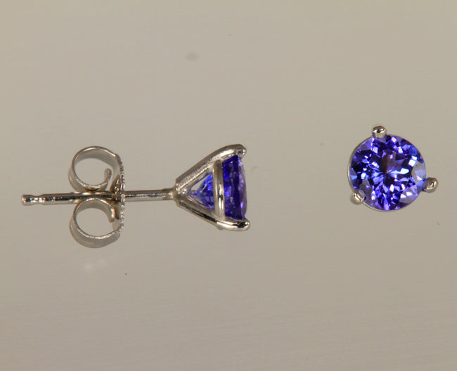 Tanzanite Stud Earring in White Gold .87 Carat