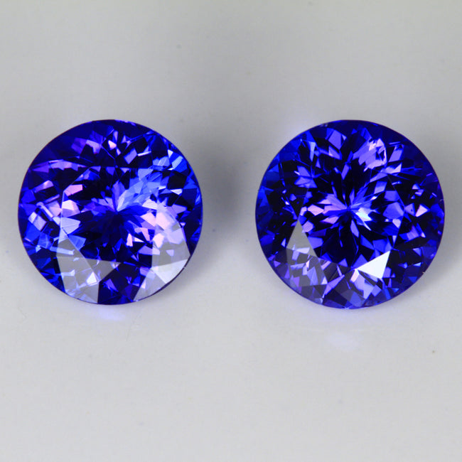 Tanzanite Round Matched Pair 8.75 Carats Total