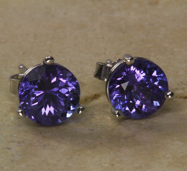 White Gold Tanzanite Earrings 2.79 Carat Blue Violet Vivid Color