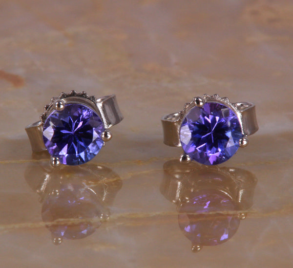 Tanzanite Earrings .51 Carat Blue Violet Vivid Color