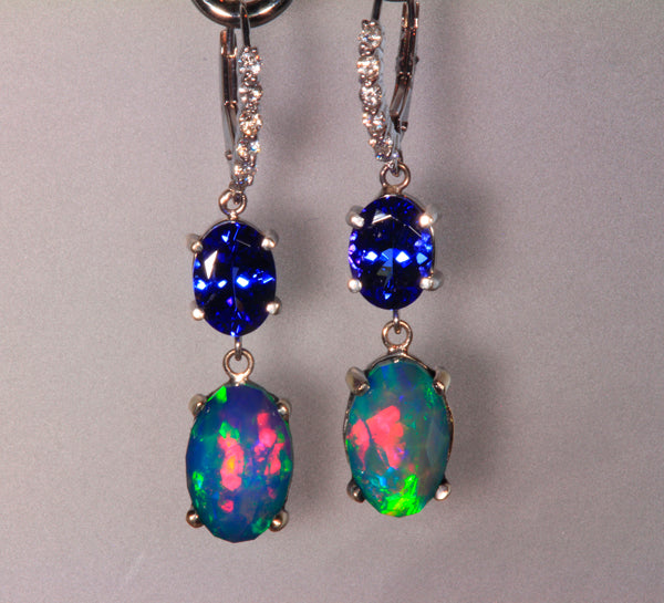 Opal and Tanzanite Earrings