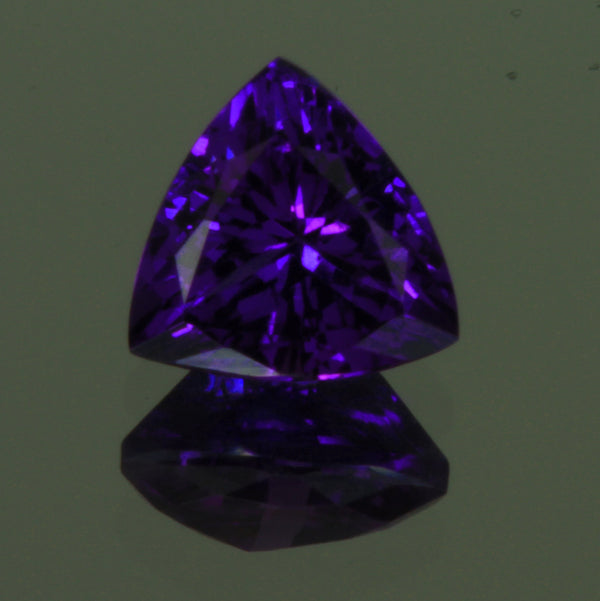 Exceptional Color Trilliant Tanzanite Measures 7 Millimeters