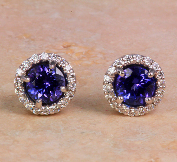 Tanzanite Earrings 1.95 Carat Blue Violet Vivid Color