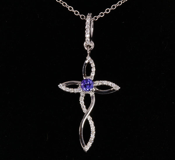 Tanzanite Cross With Fine Diamonds