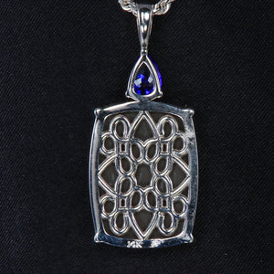 14K White Gold Ammonite and Tanzanite Pendant 19.68 Carats