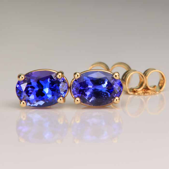 Oval Tanzanite Stud Earrings