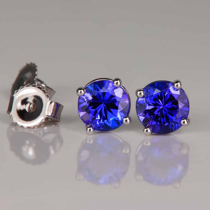 Round Tanzanite Stud Earrings