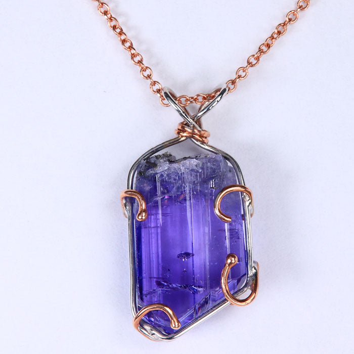 White/Rose Gold Tanzanite Crystal Pendant