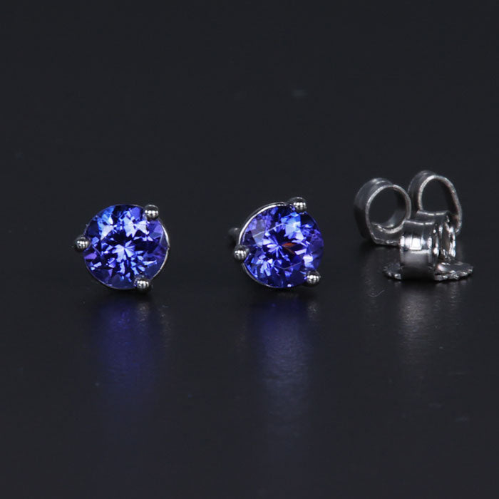 14K White Gold Tanzanite Stud Earrings 1.12 Carats