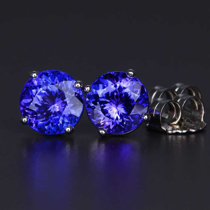 14K White Gold Tanzanite Stud Earrings 4.40 Carats