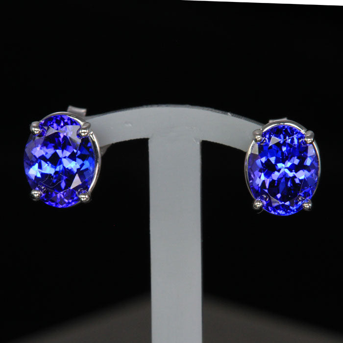 oval stud pierced earrings tanzanite 