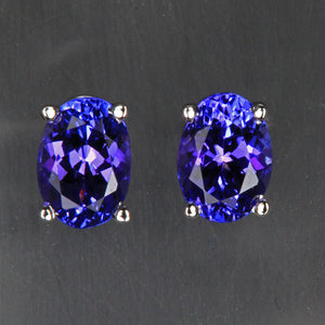 14k White Gold Oval Tanzanite Earrings 1.79 Carats