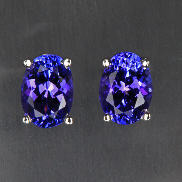 14k White Gold Oval Tanzanite Earrings 1.80 Carats