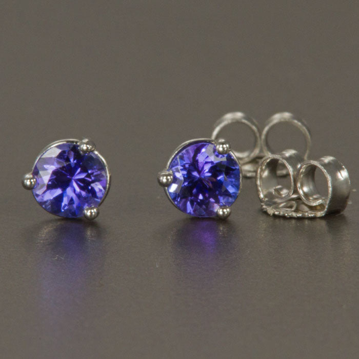 14k Whte Gold Tanzanite Stud Earrings .60 Carats 4mm