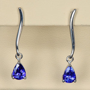 14k White Gold Pear Shape Stud Drop Earrings 1.60 Carats