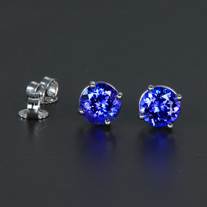 14k White Gold Tanzanite Stud Earrings 1.86 Carats