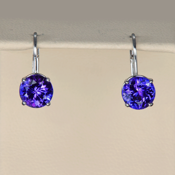 14k White Gold Tanzanite Leverback Earrings 2.60 Carats