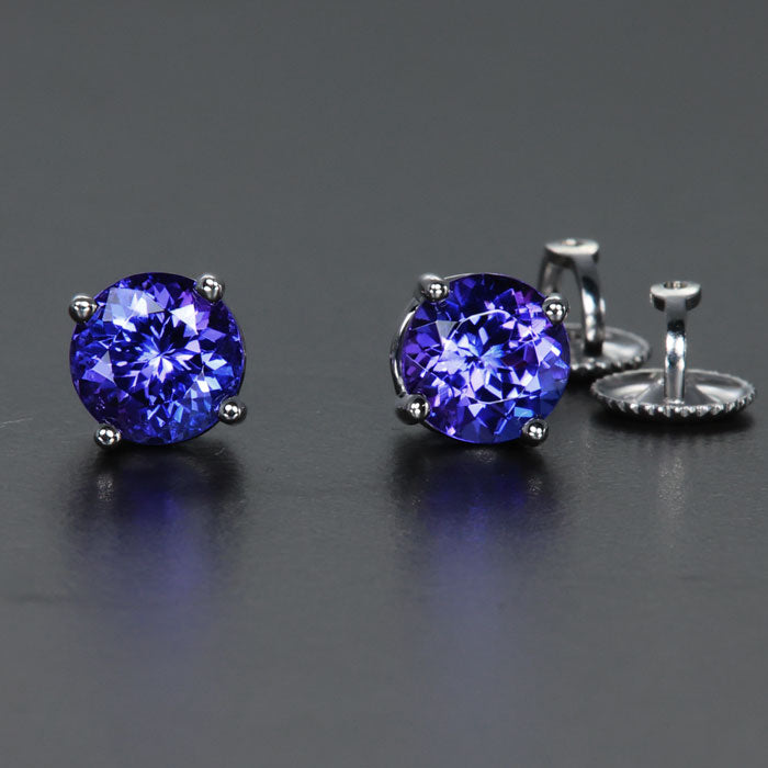 14K White Gold Tanzanite Stud Earrings 2.54 Carats