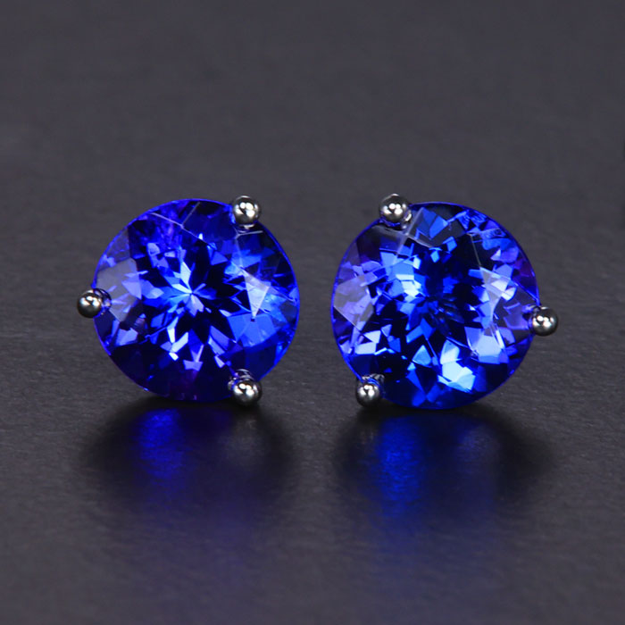 Round Tanzanite Stud Earrings