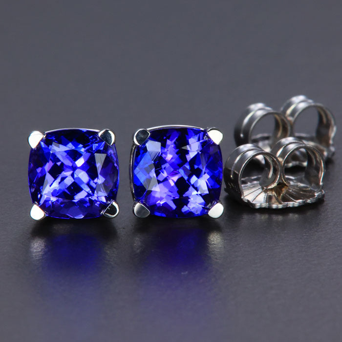 White Gold Tanzanite Stud Earrings