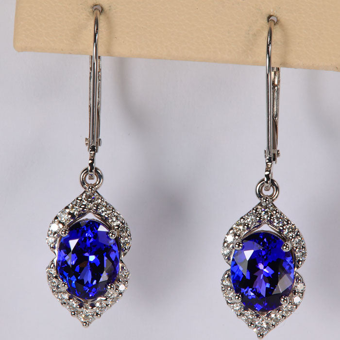 Leverback Tanzanite and Diamond Earring