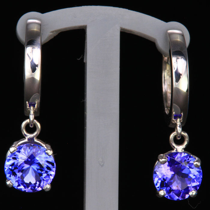 14k White Gold Tanzanite Huggie Earrings 2.86 Carats