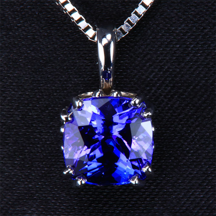 Square Cushion Tanzanite Pendant