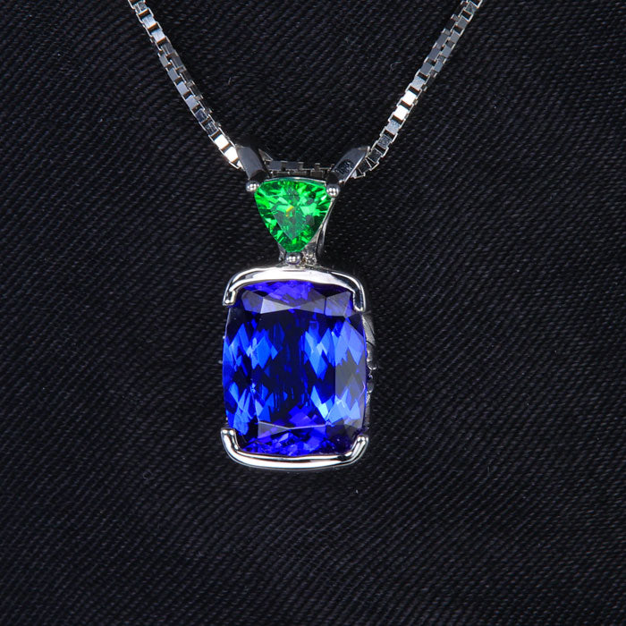  White Gold Tanzanite and Tsavorite Garnet 