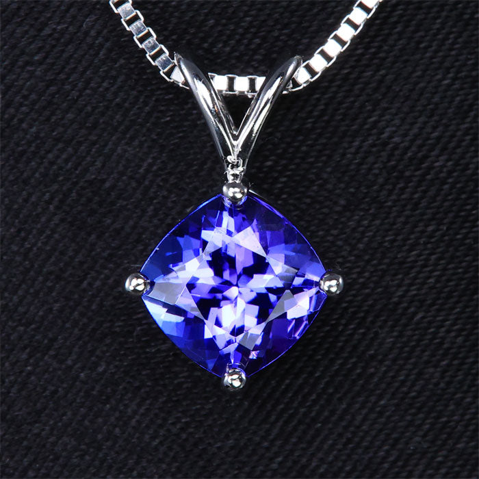 Square Cushion Tanzanite Pendant