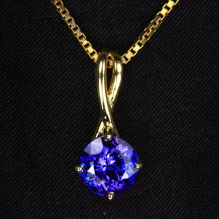 14K Yellow Gold Round Tanzanite Pendant