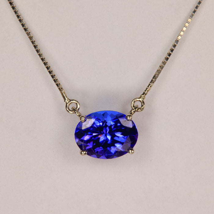 Floating Tanzanite Oval Blue Purple Violet Pendant Simple Design