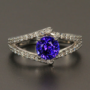 White Gold Tanzanite and Diamond Ring