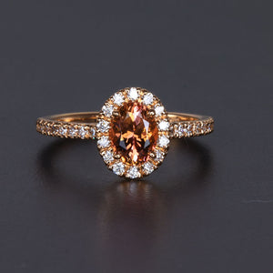 14K Rose Gold Natural Untreated Oval Tanzanite Diamond Halo Ring 1.24 Carats