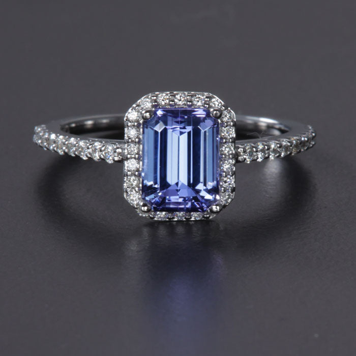 White Gold Tanzanite and Diamond Ring