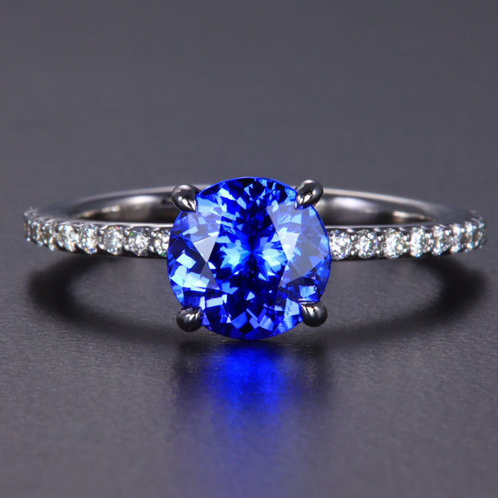 Tanzanite and Diamond Shank Ring