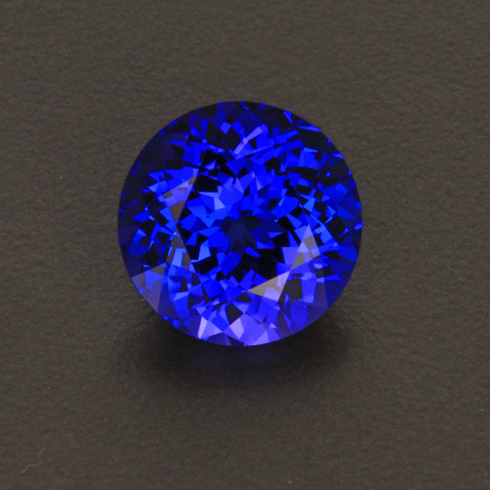 On Hold CC Violet Blue Round Brilliant Cut Tanzanite Gemstone 7.37 Carats