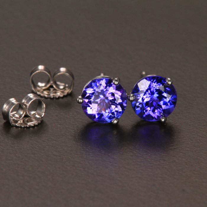 14K White Gold Tanzanite Stud Earrings 1.67 Carats